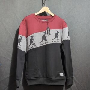 Kangol Men's Sweater - Burgundy, Gray, and Black